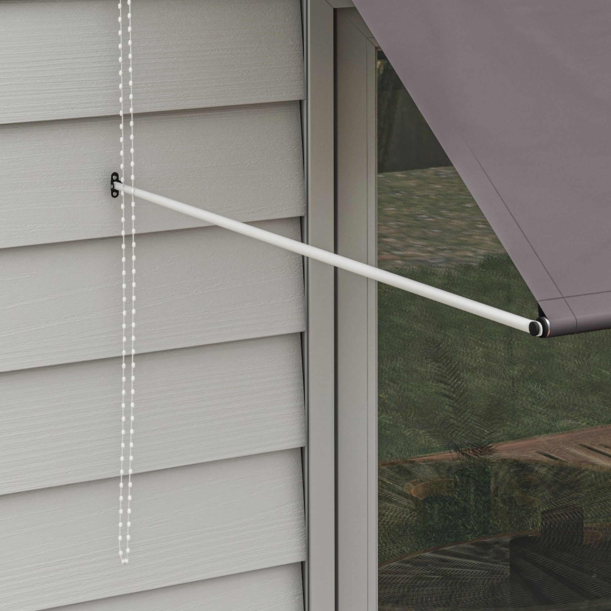 Manual Retractable Awning Canopy with Adjustable Tilt 300 x 120 cm UV Protection Aluminum Polyester Dark Gray