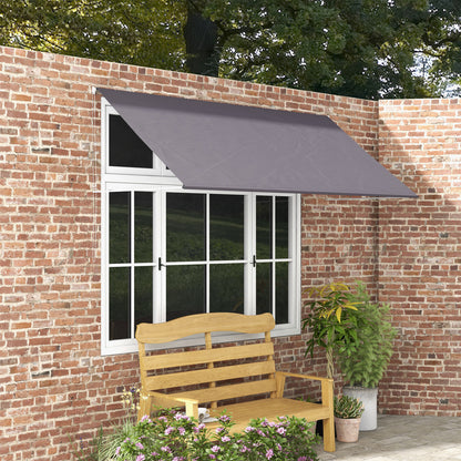 Manual Retractable Awning Canopy with Adjustable Tilt 300 x 120 cm UV Protection Aluminum Polyester Dark Gray