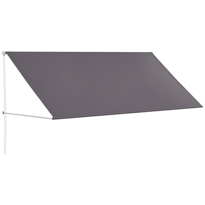 Manual Retractable Awning Canopy with Adjustable Tilt 300 x 120 cm UV Protection Aluminum Polyester Dark Gray