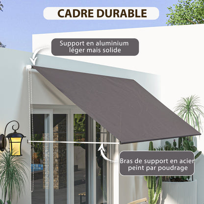 Manual Retractable Awning Canopy with Adjustable Tilt 300 x 120 cm UV Protection Aluminum Polyester Dark Gray