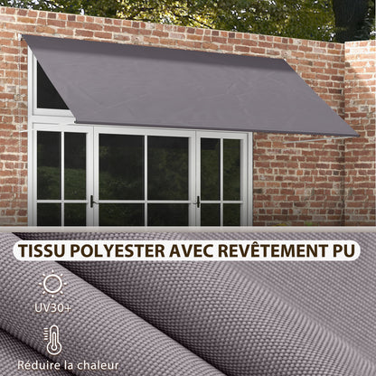 Manual Retractable Awning Canopy with Adjustable Tilt 300 x 120 cm UV Protection Aluminum Polyester Dark Gray
