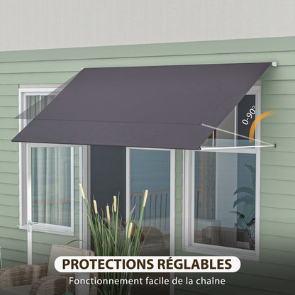 Manual Retractable Awning Canopy with Adjustable Tilt 300 x 120 cm UV Protection Aluminum Polyester Dark Gray