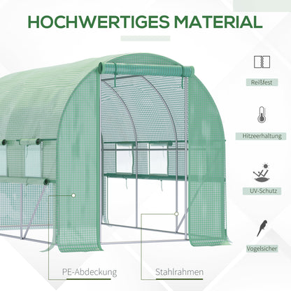 Green Tunnel Greenhouse, 2.95 x 2 x 2 m Greenhouse with Roll-up Window, UV Protection, Windproof Tomato House, for Garden, Balcony, Steel