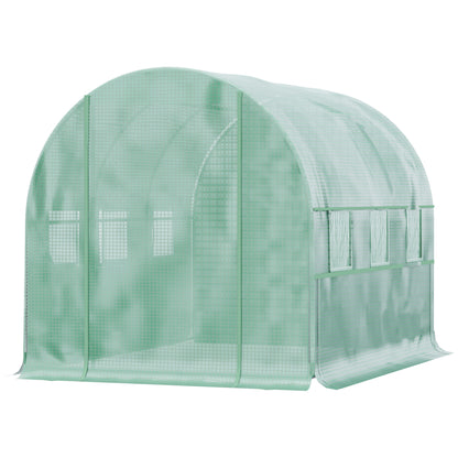 Green Tunnel Greenhouse, 2.95 x 2 x 2 m Greenhouse with Roll-up Window, UV Protection, Windproof Tomato House, for Garden, Balcony, Steel