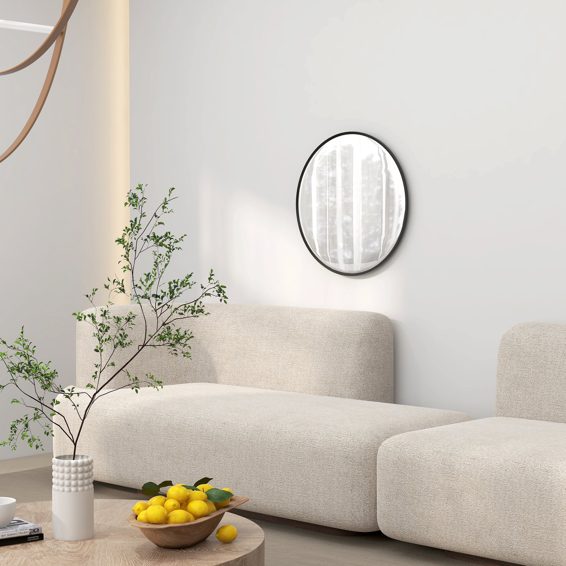 Wall Mirror, 60 x 60 cm Round Bathroom Mirror with Aluminum Alloy Frame, Decorative Mirror for Bathroom, Living Room, Bedroom, Black
