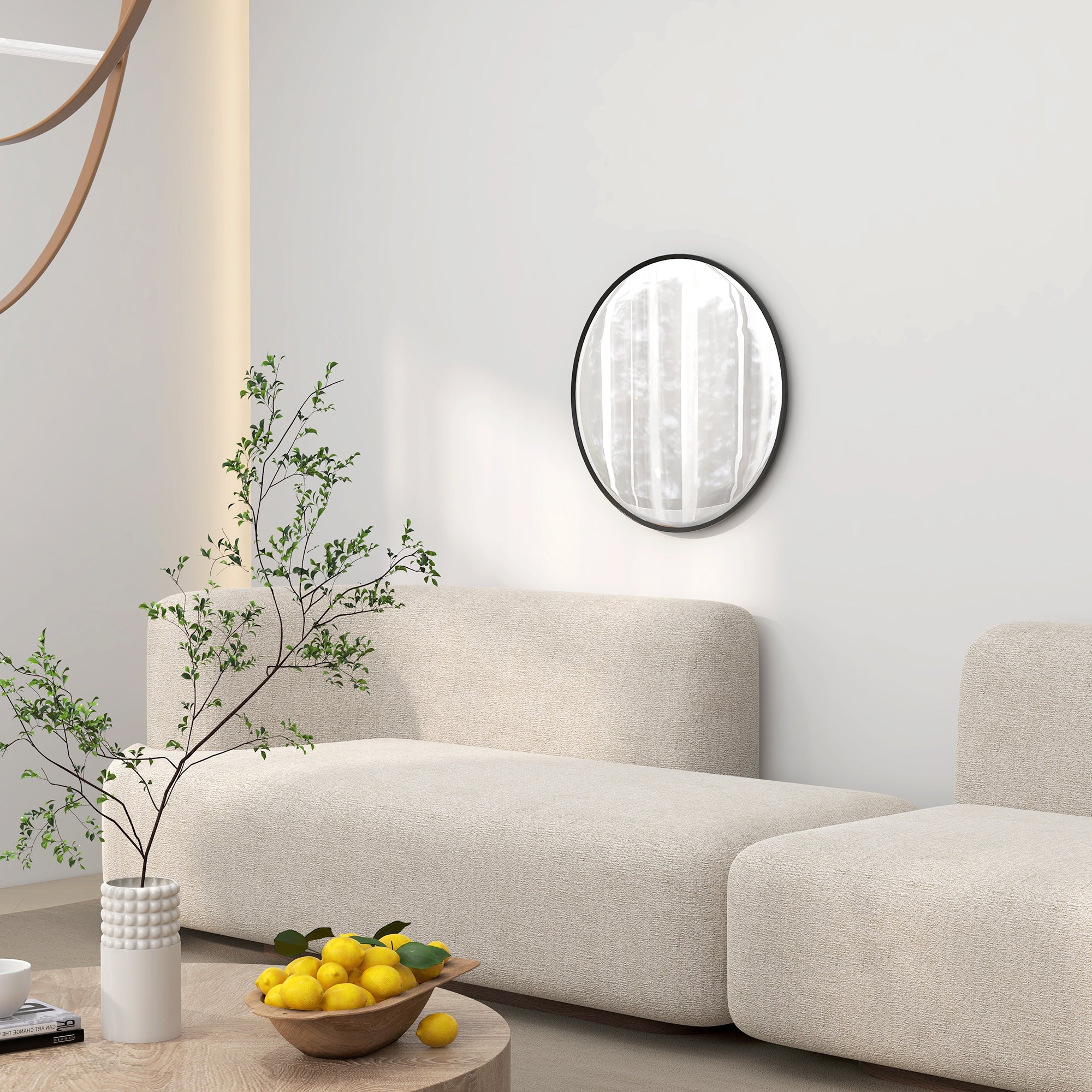 Wall Mirror, 60 x 60 cm Round Bathroom Mirror with Aluminum Alloy Frame, Decorative Mirror for Bathroom, Living Room, Bedroom, Black