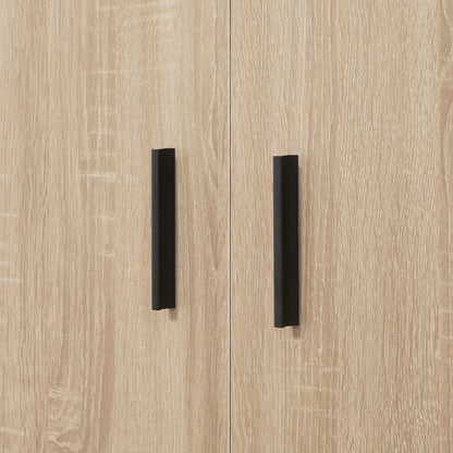 Modern Living Room Sideboard with 2 Doors 1 Drawer and 3 Open Shelves Storage Unit for Kitchen Bedroom Entryway Anti-Tip 80x30x96.5 cm Natural