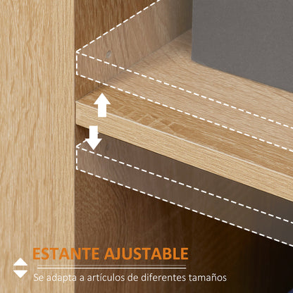 Modern Living Room Sideboard with 2 Doors 1 Drawer and 3 Open Shelves Storage Unit for Kitchen Bedroom Entryway Anti-Tip 80x30x96.5 cm Natural