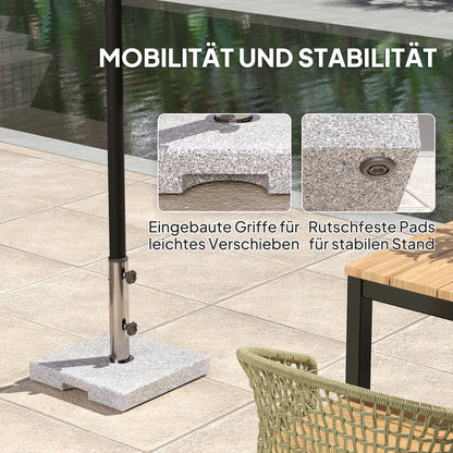 Granite Parasol Stand 21kg Umbrella Base, Square Umbrella Holder, Parasol Weight, Stand for Umbrella 32/38/48mm Pole Diameter, for Balcony, Terrace, Garden, Gray