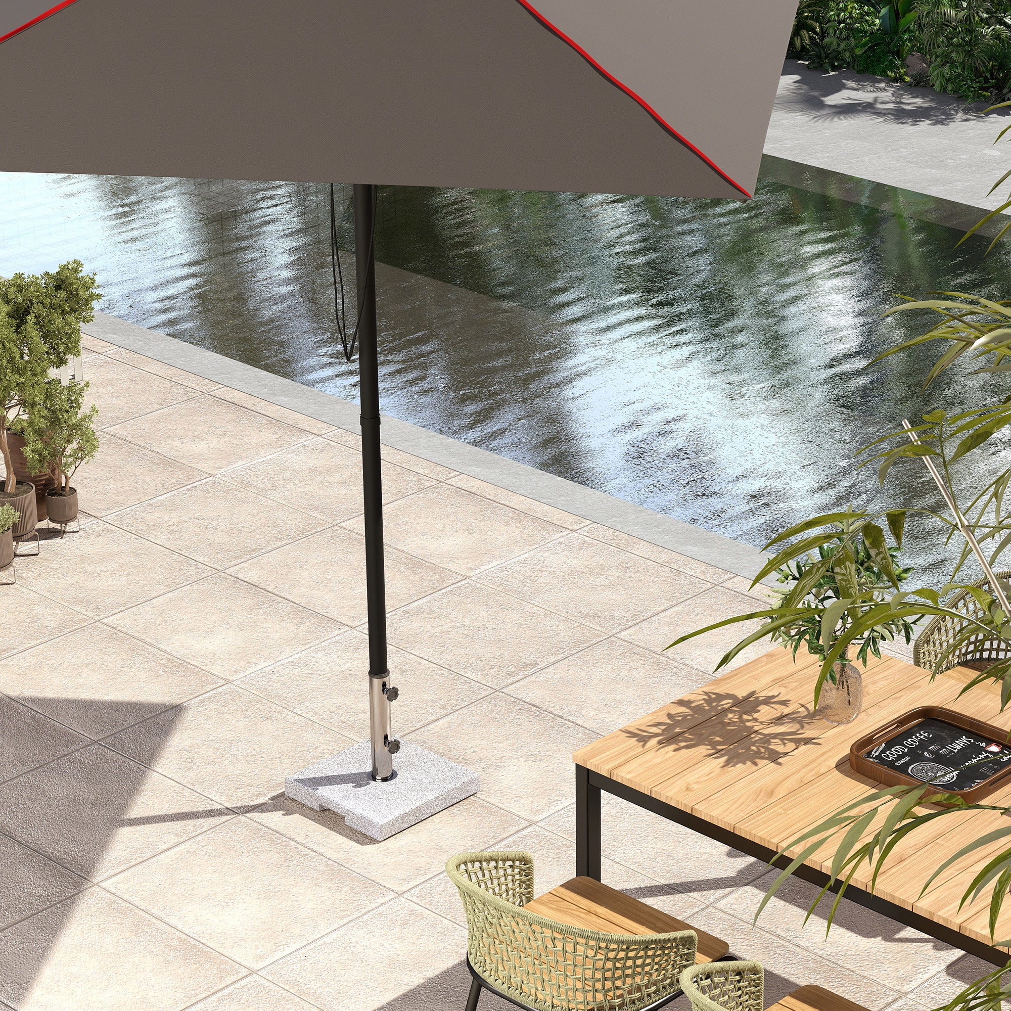 Granite Parasol Stand 21kg Umbrella Base, Square Umbrella Holder, Parasol Weight, Stand for Umbrella 32/38/48mm Pole Diameter, for Balcony, Terrace, Garden, Gray