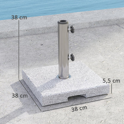 Granite Parasol Stand 21kg Umbrella Base, Square Umbrella Holder, Parasol Weight, Stand for Umbrella 32/38/48mm Pole Diameter, for Balcony, Terrace, Garden, Gray