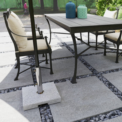 Granite Parasol Stand 21kg Umbrella Base, Square Umbrella Holder, Parasol Weight, Stand for Umbrella 32/38/48mm Pole Diameter, for Balcony, Terrace, Garden, Gray