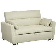 Sofa Bed, 2-Seater Sofa with Sleeping Function, Adjustable Backrest, Couch with Cushions, Velvet Look, Sleeper Sofa for Living Room, Guest Room, Beige