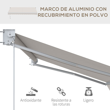 Manual Retractable Canopy 200x295 cm Balcony Canopy with Waterproof and Anti-UV Metal Crank Outdoor Roll-up Canopy for Garden Terrace Windows Cream