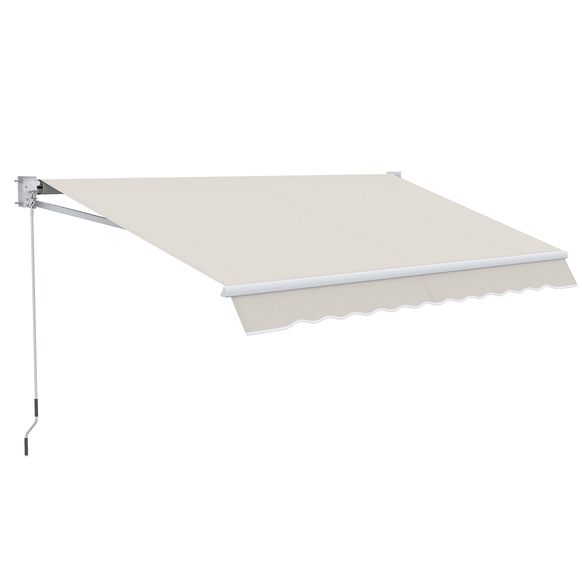 Manual Retractable Canopy 200x295 cm Balcony Canopy with Waterproof and Anti-UV Metal Crank Outdoor Roll-up Canopy for Garden Terrace Windows Cream