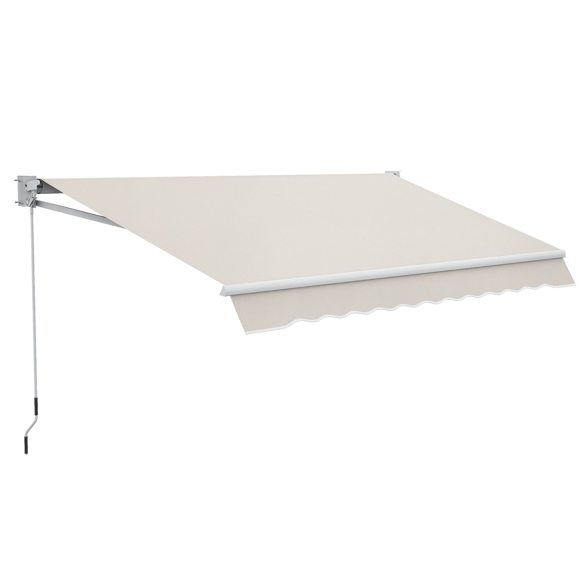 Manual Retractable Canopy 200x295 cm Balcony Canopy with Waterproof and Anti-UV Metal Crank Outdoor Roll-up Canopy for Garden Terrace Windows Cream