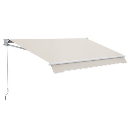 Manual Retractable Canopy 200x295 cm Balcony Canopy with Waterproof and Anti-UV Metal Crank Outdoor Roll-up Canopy for Garden Terrace Windows Cream