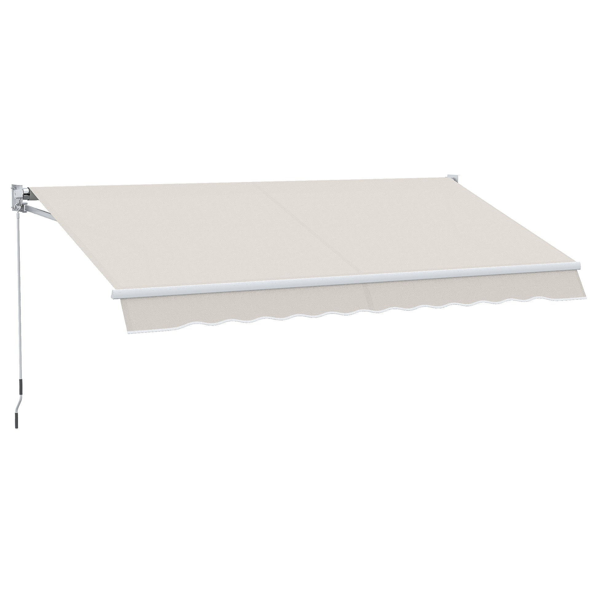 Manual Retractable Canopy 200x295 cm Balcony Canopy with Waterproof and Anti-UV Metal Crank Outdoor Roll-up Canopy for Garden Terrace Windows Cream