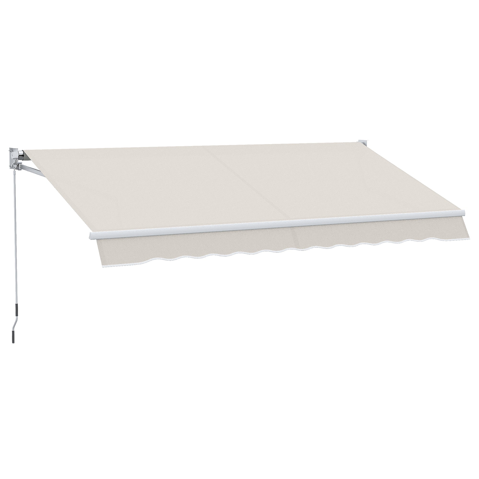 Manual Retractable Canopy 200x295 cm Balcony Canopy with Waterproof and Anti-UV Metal Crank Outdoor Roll-up Canopy for Garden Terrace Windows Cream