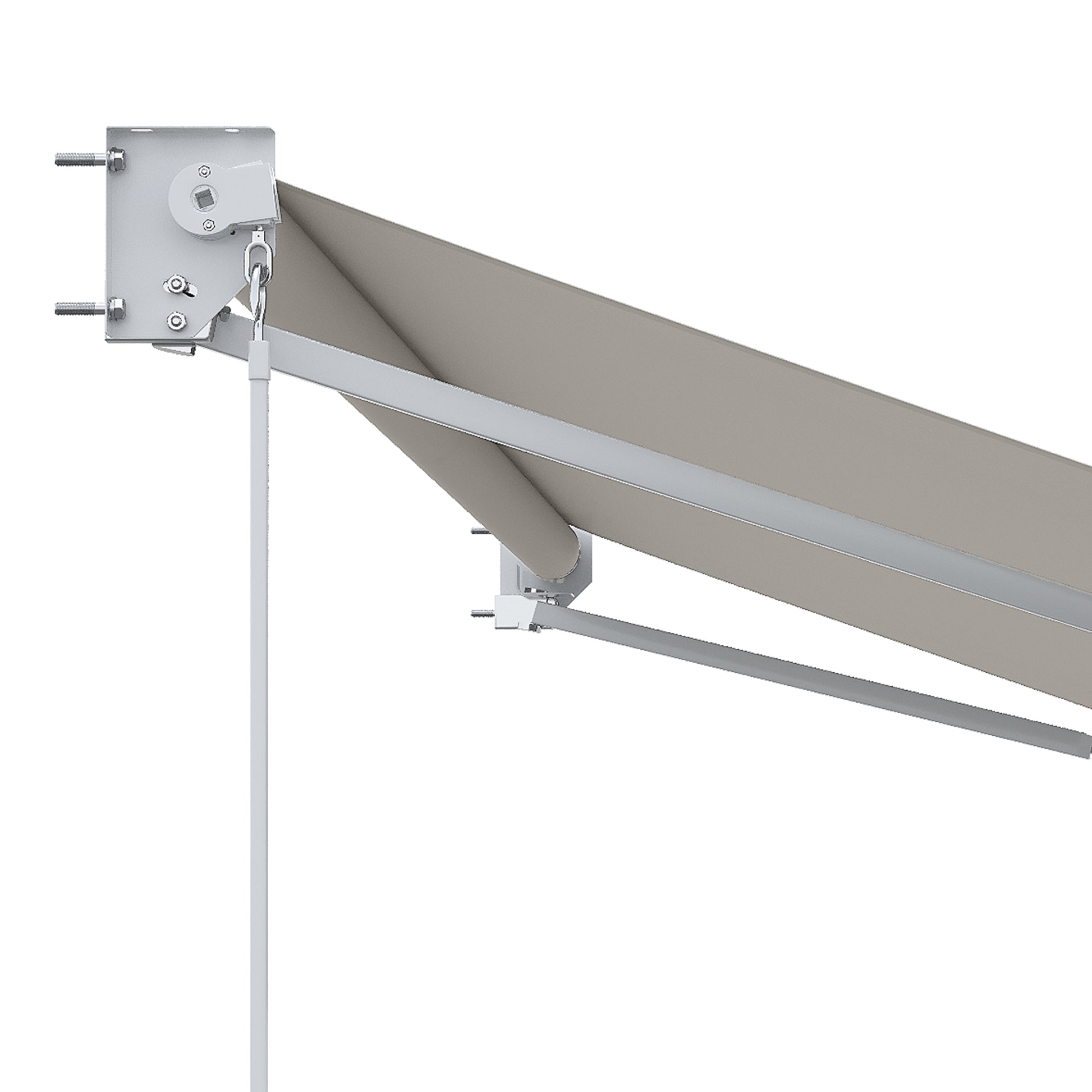 Manual Retractable Canopy 200x295 cm Balcony Canopy with Waterproof and Anti-UV Metal Crank Outdoor Roll-up Canopy for Garden Terrace Windows Cream