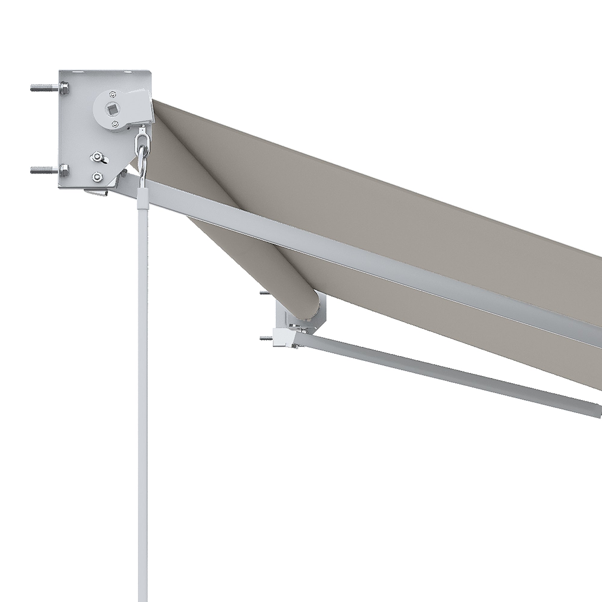 Manual Retractable Canopy 200x295 cm Balcony Canopy with Waterproof and Anti-UV Metal Crank Outdoor Roll-up Canopy for Garden Terrace Windows Cream