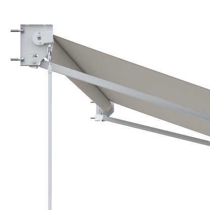 Manual Retractable Canopy 200x295 cm Balcony Canopy with Waterproof and Anti-UV Metal Crank Outdoor Roll-up Canopy for Garden Terrace Windows Cream