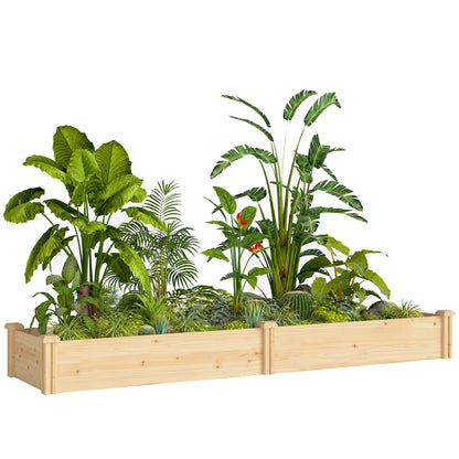 Wooden Raised Planter with Divider and Open Bottom, Spring Garden Bed, Large Vegetable & Herb Box 235 x 66 x 26 cm for Garden, Balcony, Plants