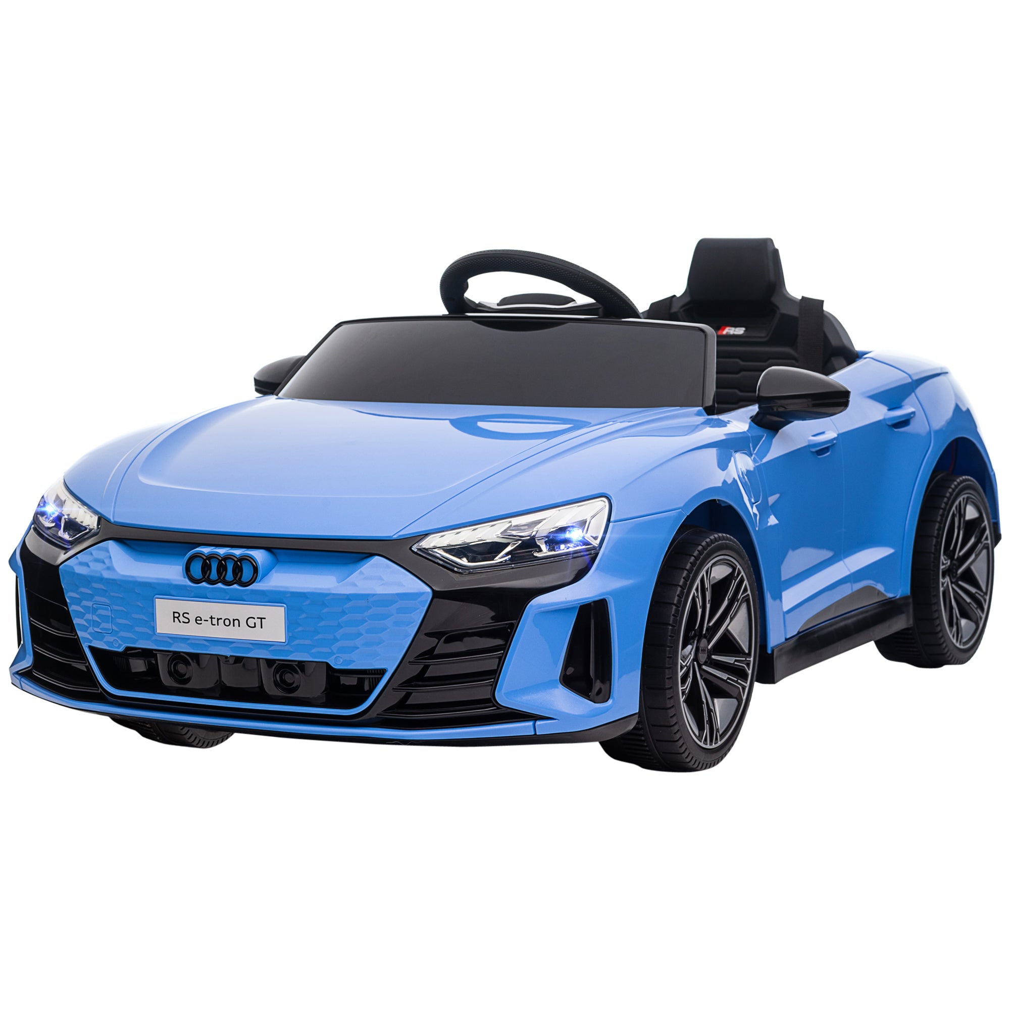 Electric Car for Children +3 Years Audi RS e-tron GT 12V Battery Car with Remote Control LED Headlights Horn Music USB and Door Opening 3-5 km/h Blue