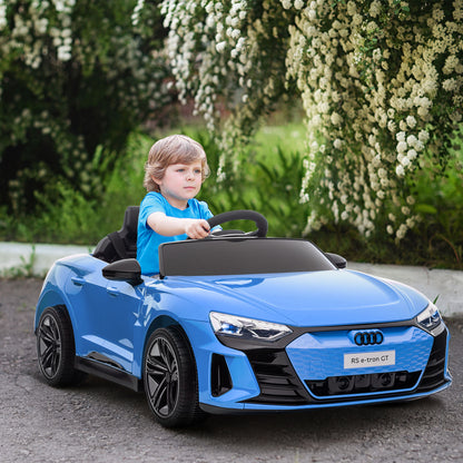Electric Car for Children +3 Years Audi RS e-tron GT 12V Battery Car with Remote Control LED Headlights Horn Music USB and Door Opening 3-5 km/h Blue