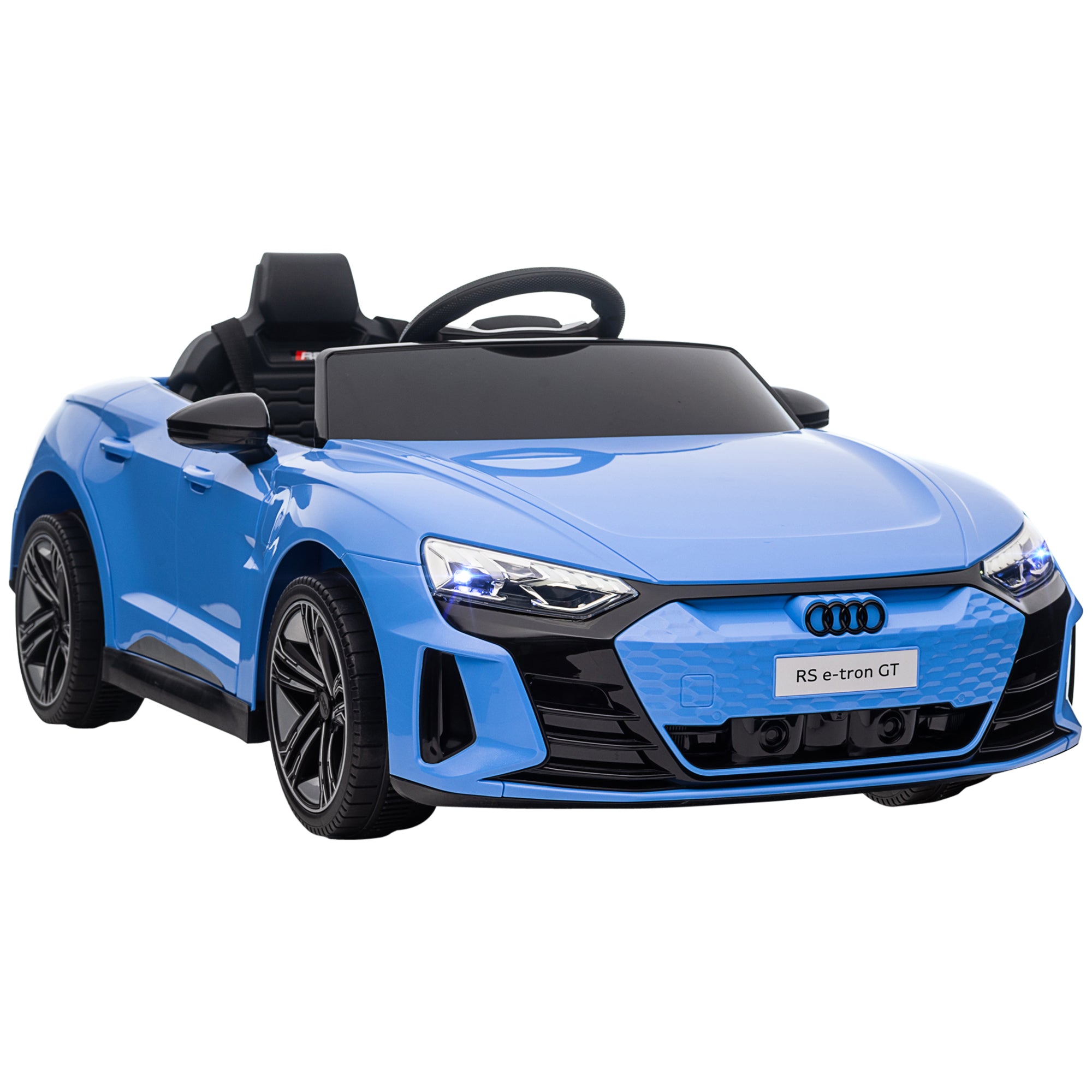 Electric Car for Children +3 Years Audi RS e-tron GT 12V Battery Car with Remote Control LED Headlights Horn Music USB and Door Opening 3-5 km/h Blue