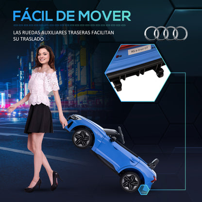 Electric Car for Children +3 Years Audi RS e-tron GT 12V Battery Car with Remote Control LED Headlights Horn Music USB and Door Opening 3-5 km/h Blue