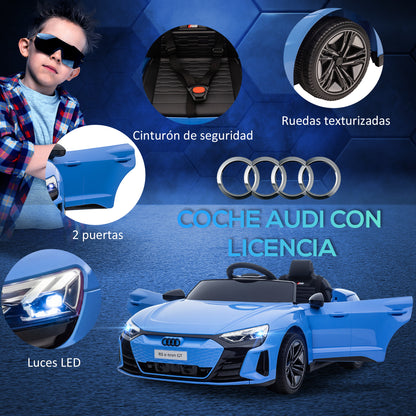 Electric Car for Children +3 Years Audi RS e-tron GT 12V Battery Car with Remote Control LED Headlights Horn Music USB and Door Opening 3-5 km/h Blue