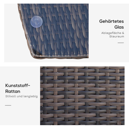 Poly Rattan Garden Furniture Set, Outdoor Lounge Balcony Furniture for 2 People, 3-Piece Seating Group, 2 Chairs, Table Seat Cushions, Garden Lounge for Garden, Terrace, Balcony, Brown