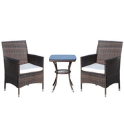 Poly Rattan Garden Furniture Set, Outdoor Lounge Balcony Furniture for 2 People, 3-Piece Seating Group, 2 Chairs, Table Seat Cushions, Garden Lounge for Garden, Terrace, Balcony, Brown