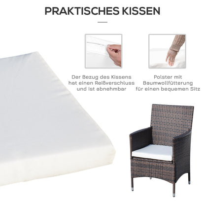 Poly Rattan Garden Furniture Set, Outdoor Lounge Balcony Furniture for 2 People, 3-Piece Seating Group, 2 Chairs, Table Seat Cushions, Garden Lounge for Garden, Terrace, Balcony, Brown