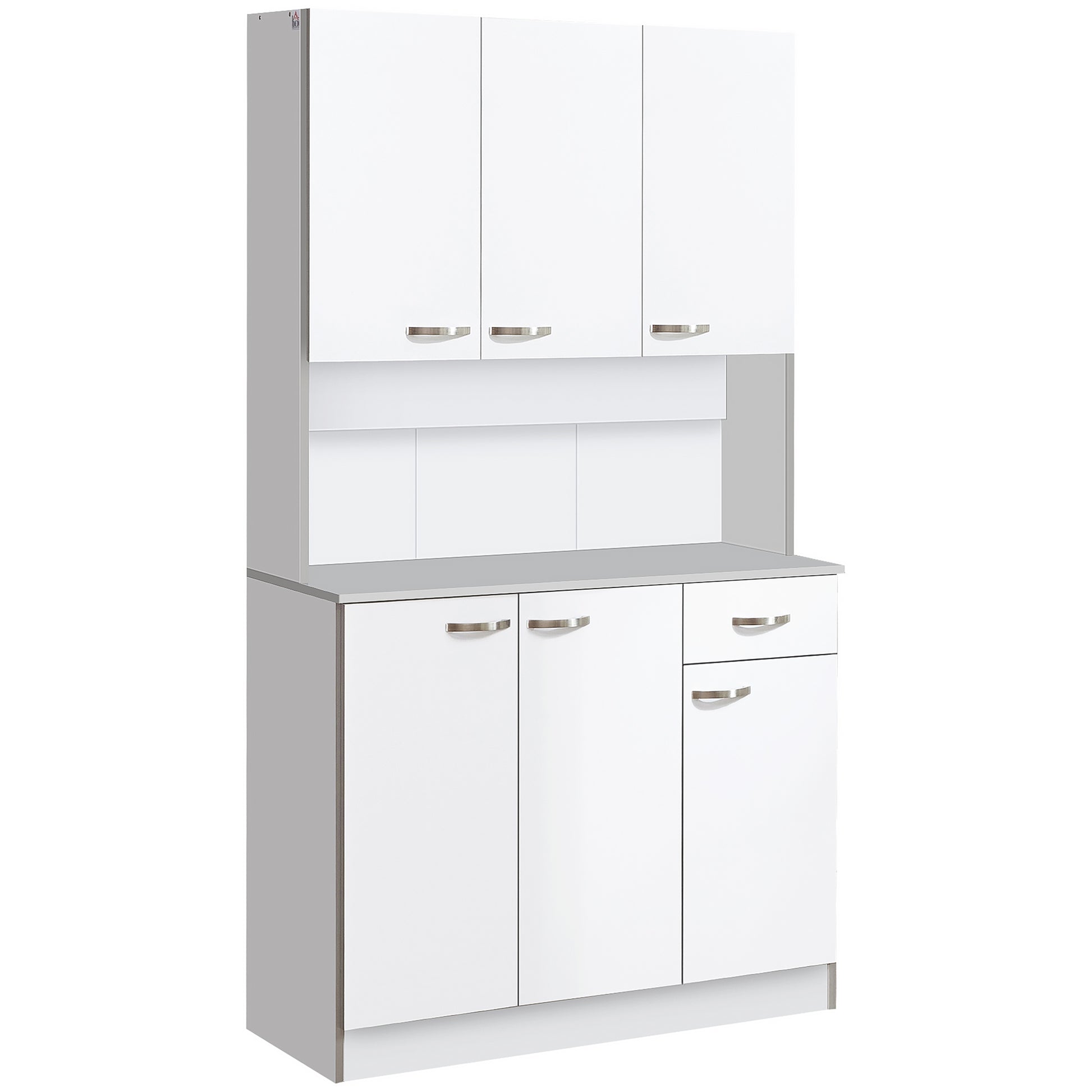 Kitchen Pantry Cabinet Kitchen Cabinet Sideboard with 1 Drawer 6 Doors and Adjustable Shelves Modern Style 101x39x180 cm White