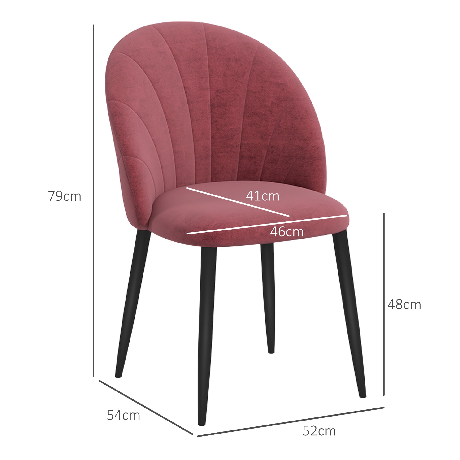 Set of 2 Dining Room Chairs, Modern Kitchen Chairs with Shell Back and Metal Legs, Velvet Upholstered Chair for Kitchen, Bedroom, Office, and Living Room, Antique Red