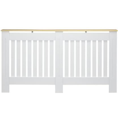 Radiator Cover 152x19x83 cm MDF Radiator Cabinet with Anti-Tip Device Modern Design for Living Room Bedroom White