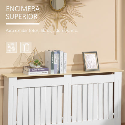 Radiator Cover 152x19x83 cm MDF Radiator Cabinet with Anti-Tip Device Modern Design for Living Room Bedroom White