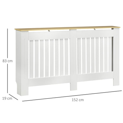 Radiator Cover 152x19x83 cm MDF Radiator Cabinet with Anti-Tip Device Modern Design for Living Room Bedroom White