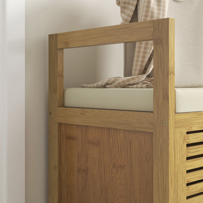 Shoe Bench with Seat, Bamboo, Storage Bench, Coat Rack Bench, Storage Bench for Living Room, Hallway, 100 x 40 x 60 cm, Natural