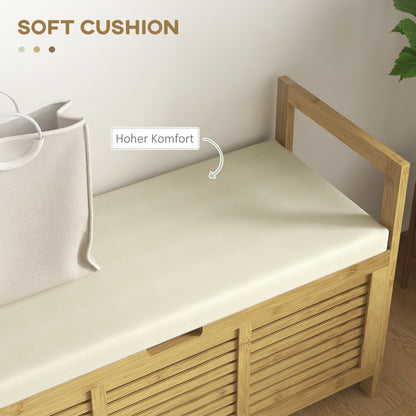 Shoe Bench with Seat, Bamboo, Storage Bench, Coat Rack Bench, Storage Bench for Living Room, Hallway, 100 x 40 x 60 cm, Natural