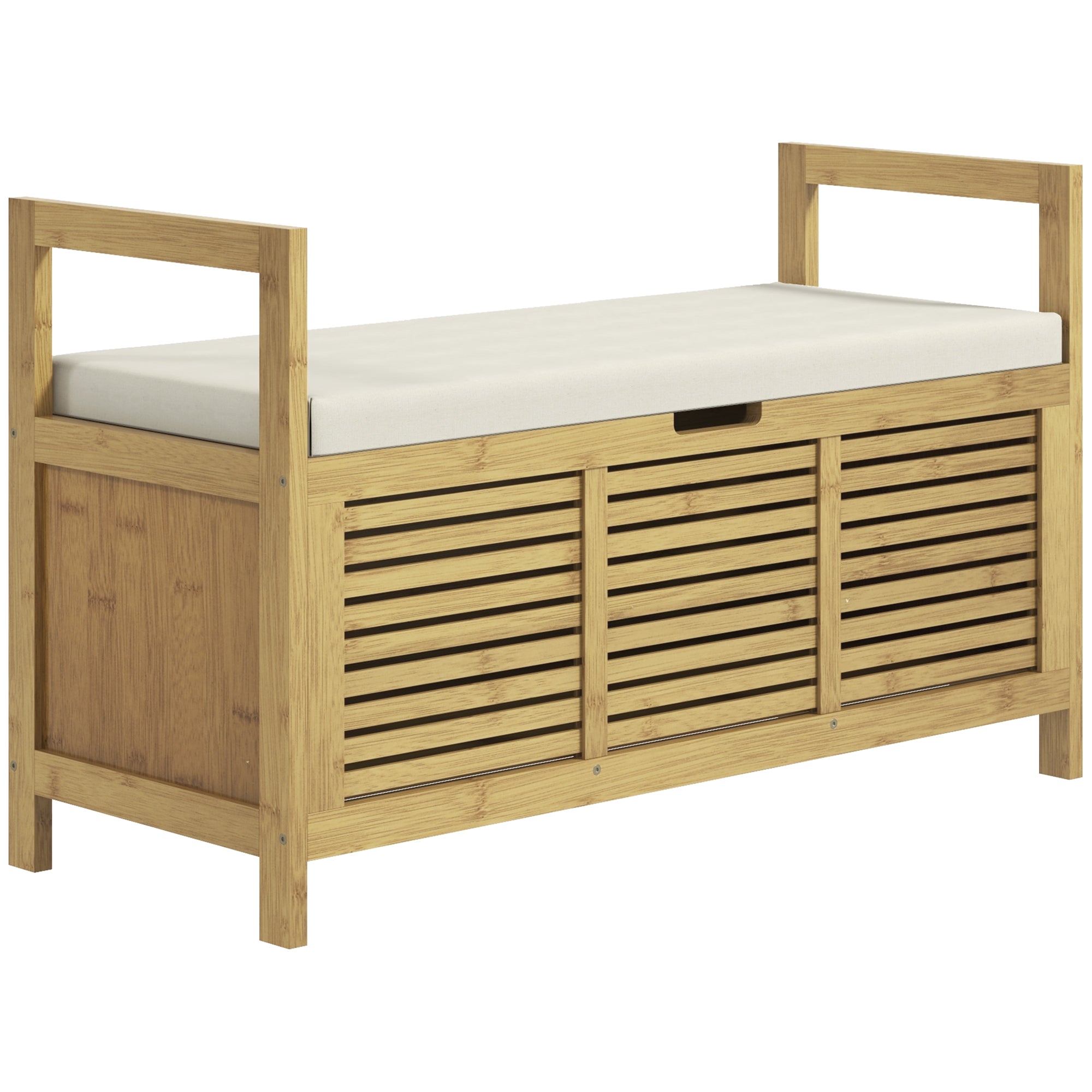 Shoe Bench with Seat, Bamboo, Storage Bench, Coat Rack Bench, Storage Bench for Living Room, Hallway, 100 x 40 x 60 cm, Natural