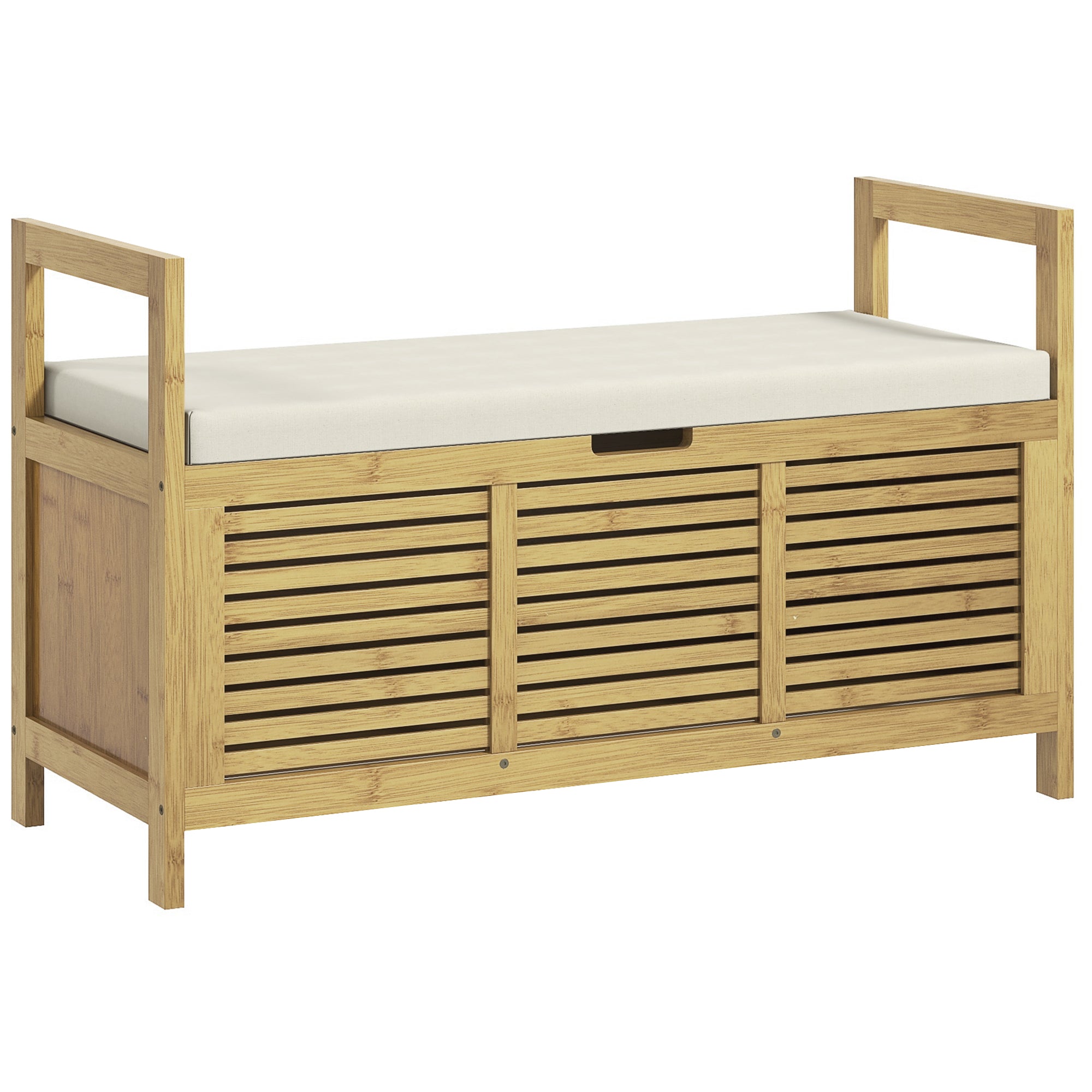 Shoe Bench with Seat, Bamboo, Storage Bench, Coat Rack Bench, Storage Bench for Living Room, Hallway, 100 x 40 x 60 cm, Natural