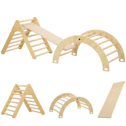 Wooden Climbing Triangle for Children 18-48 Months with Climbing Arch Ramp for Sliding or Climbing 219x72.5 cm Multicolor