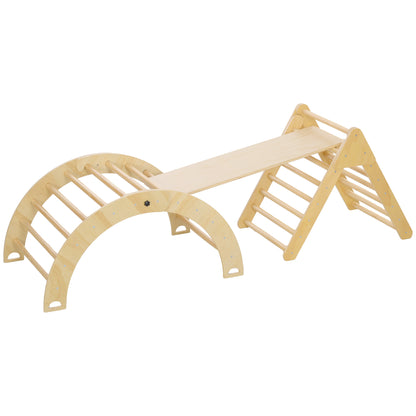 Wooden Climbing Triangle for Children 18-48 Months with Climbing Arch Ramp for Sliding or Climbing 219x72.5 cm Multicolor