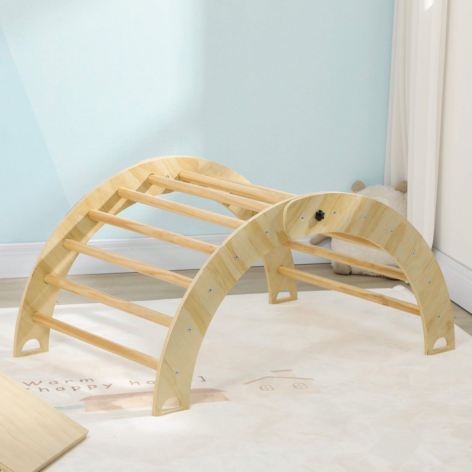 Wooden Climbing Triangle for Children 18-48 Months with Climbing Arch Ramp for Sliding or Climbing 219x72.5 cm Multicolor