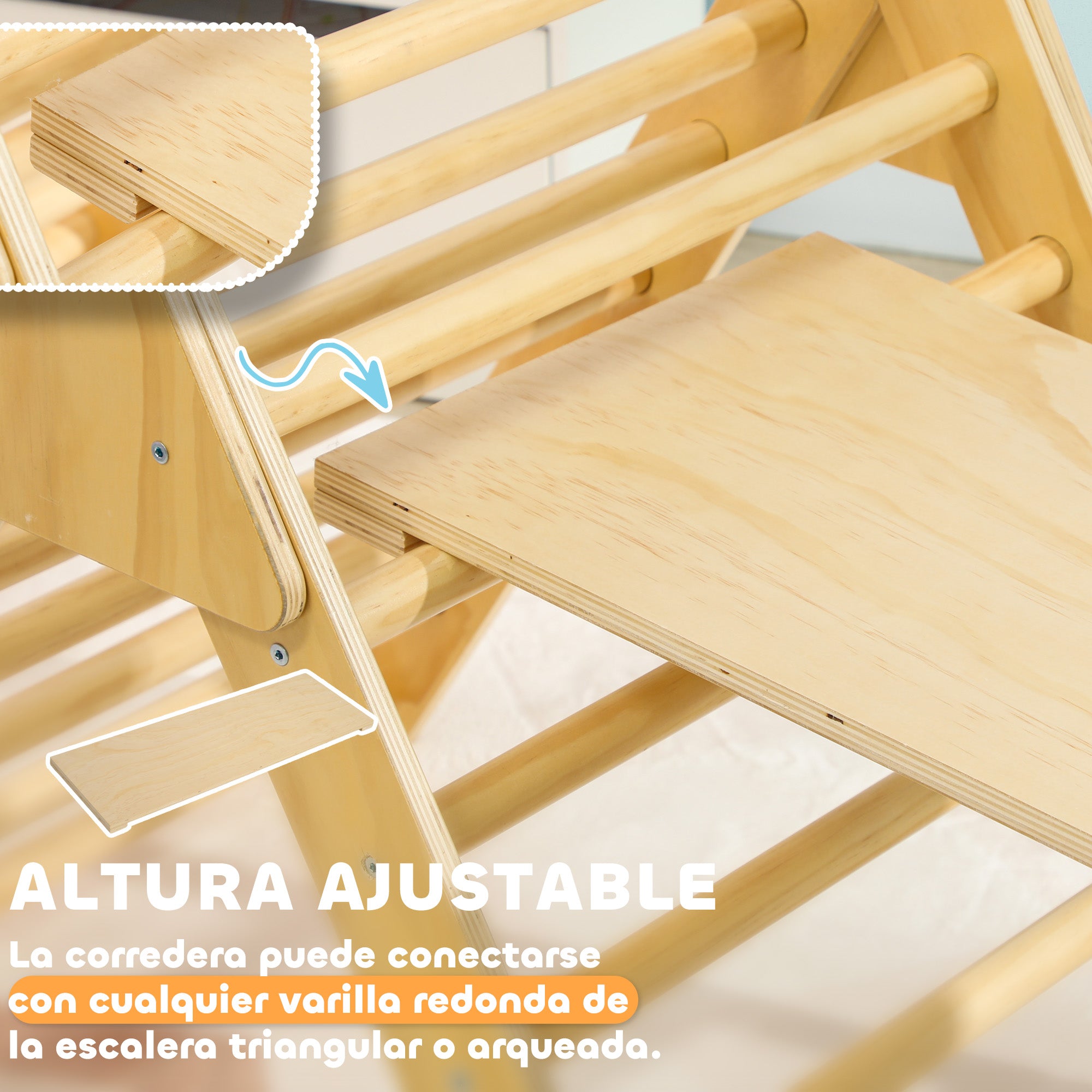Wooden Climbing Triangle for Children 18-48 Months with Climbing Arch Ramp for Sliding or Climbing 219x72.5 cm Multicolor