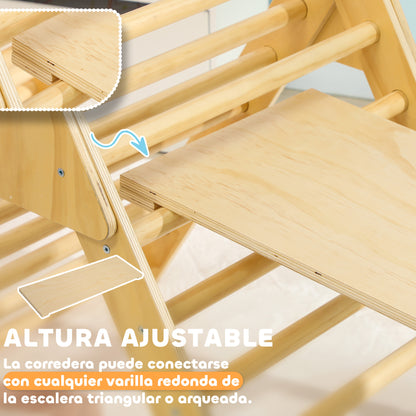 Wooden Climbing Triangle for Children 18-48 Months with Climbing Arch Ramp for Sliding or Climbing 219x72.5 cm Multicolor