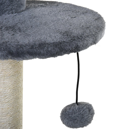 Cat Tree with Natural Sisal Scratching Posts Scratching Pads Activity Center Hiding Spot Platforms 2 Dangling Toys Gray